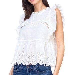 Zara Cotton Eyelet Top - White